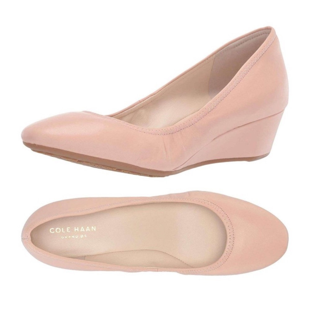 Cole Haan soft pink wedges.